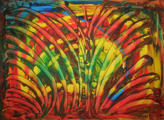 RAIN>FOREST - 26 - sunset - Acryl auf Lwd - 2025 - 55 x 75 cm