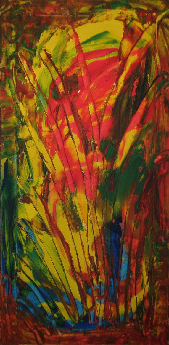 H.H.Freudsmich - RAIN>FOREST - 36 - afternoon - Acryl auf Lwd - 2025 - 80 x 40 cm