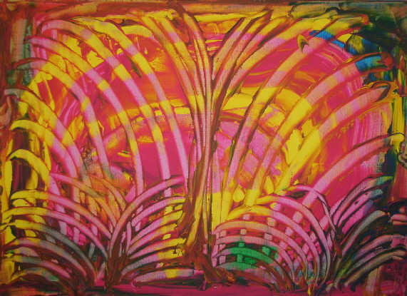 H.H.Freudsmich - RAIN>FOREST - 39 - high noon - Acryl auf Lwd - 2025 - 55 x 75 cm