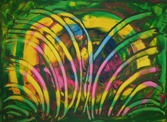 H.H.Freudsmich - RAIN>FOREST - 43 - afternoon - Acryl auf Lwd - 2025 - 50 x 70 cm