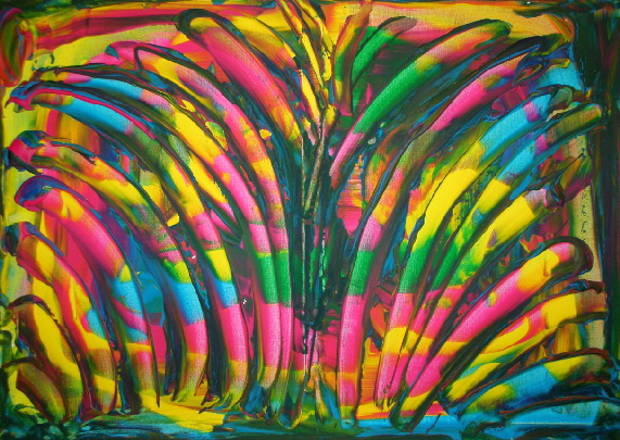 H.H.Freudsmich - RAIN>FOREST - 50 - afternoon - Acryl auf Lwd - 2025 - 55 x 75 cm