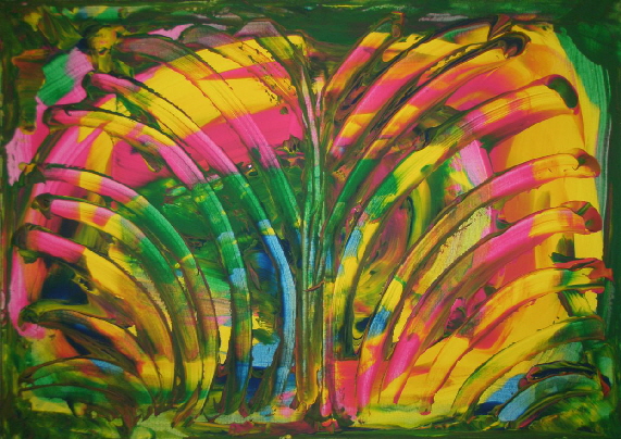 H.H.Freudsmich - RAIN>FOREST - 51 - afternoon - Acryl auf Lwd - 2025 - 55 x 75 cm