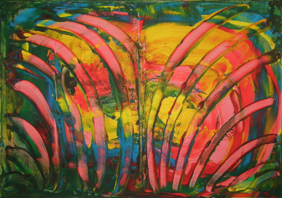 H.H.Freudsmich - RAIN>FOREST - 54 - afternoon - Acryl auf Lwd - 2025 - 55 x 75 cm