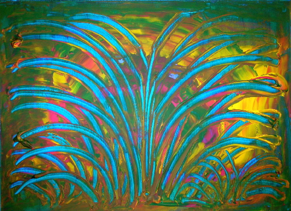 H.H.Freudsmich - RAIN>FOREST - 57- afternoon - Acryl auf Lwd - 2025 - 55 x 75 cm