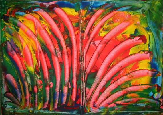 H.H.Freudsmich - RAIN>FOREST - 58- afternoon - Acryl auf Lwd - 2025 - 55 x 75 cm